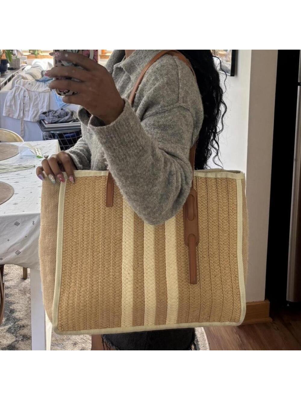 Women's Cream and Tan Bag